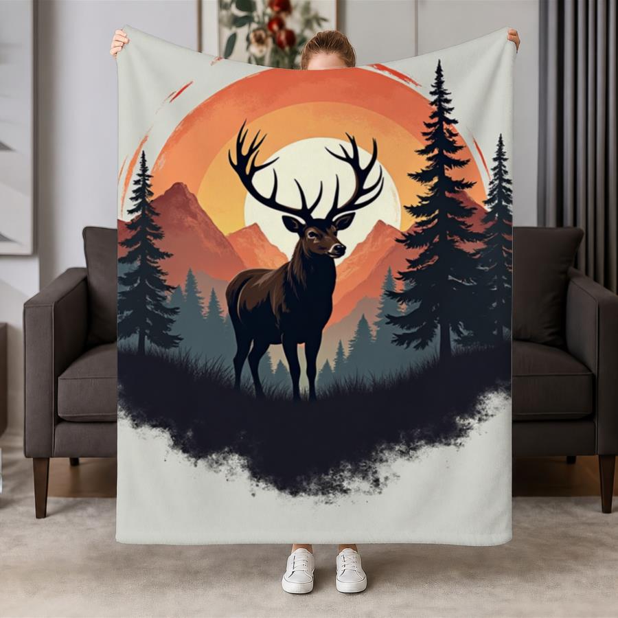 Vintage Stag And Mountain Suns - Family Tree Print recension och pris